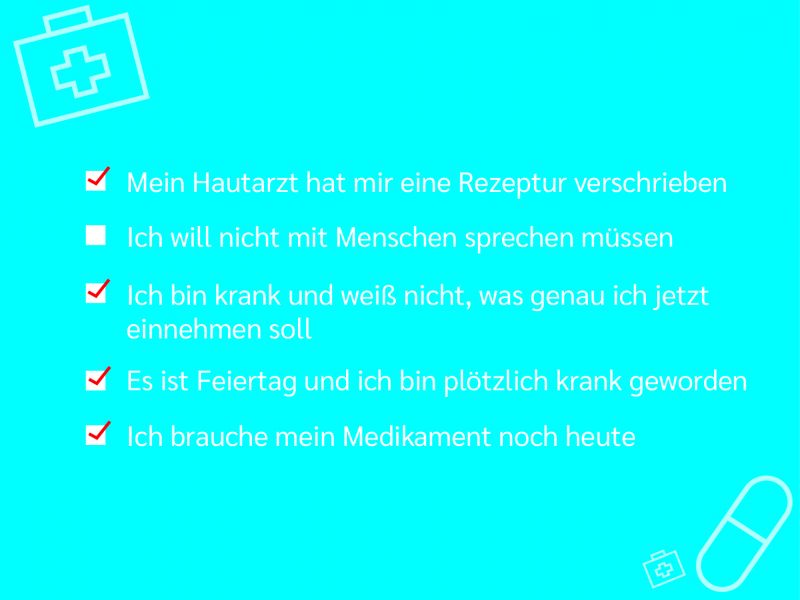 Post "Na, kann da deine Versandapotheke punkten?" der Bayerischen Landesapothekerkammer. Abgebildet ist eine Checklist mit roten Häckchen und blauem Hintergrund.