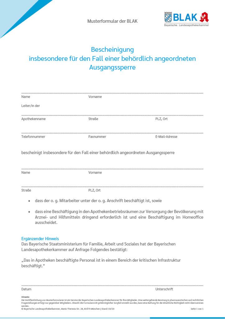 Informationen Zum Coronavirus Bayerische Landesapothekerkammer